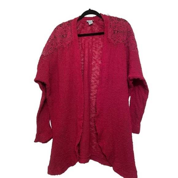 Nostalgia Red Cardigan with Lace Details Size Large - Picture 1 of 3